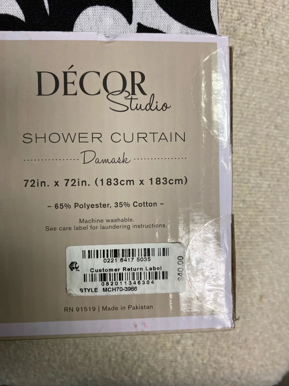 Black and White Damask Shower Curtain